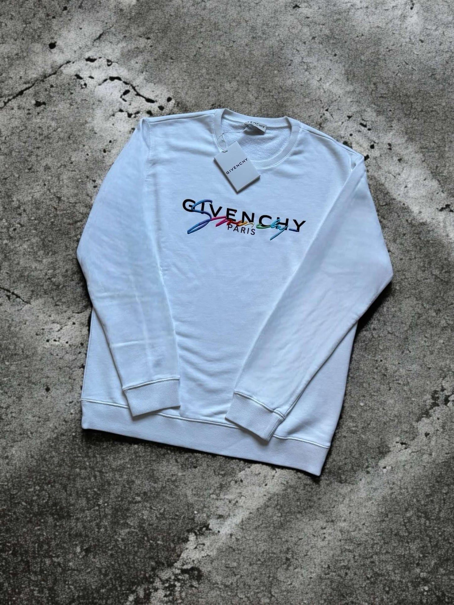 Givenchy Rainbow Signature Logo Sweatshirt White