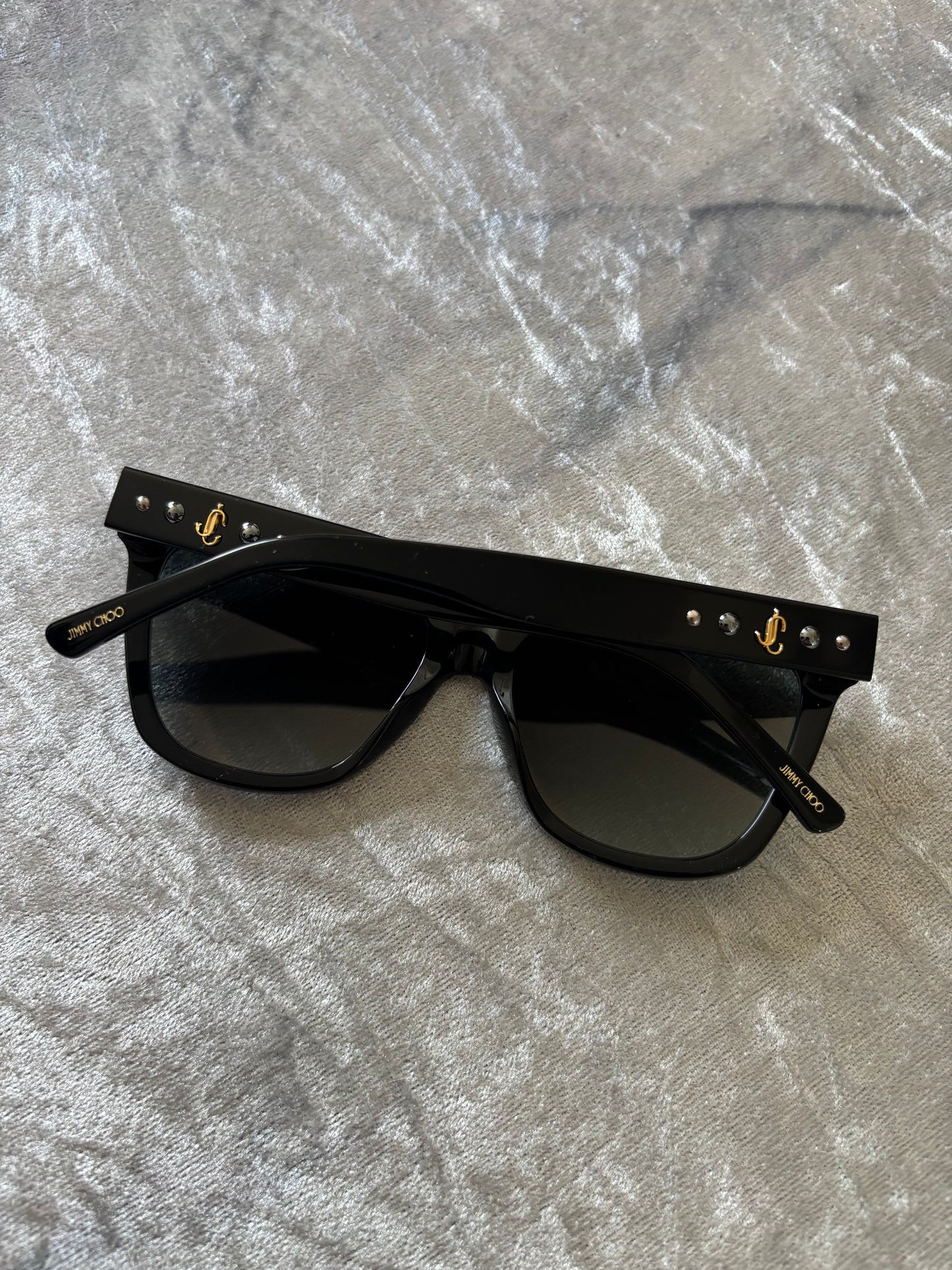 Jimmy Choo – "Cat Luxe" Glossy Black Sunglasses